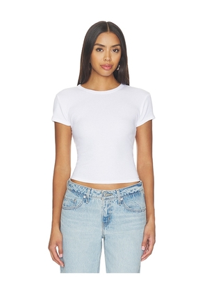 perfectwhitetee Maci Recycled Cotton Rib Crew Neck Tee in White. Size XS. Also in S, M, L, XL.