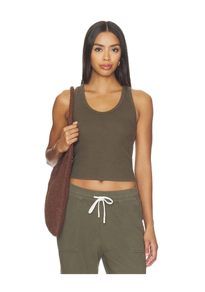perfectwhitetee Blondie Structured Rib Bra Friendly Tank in Olive. Size XS. Also in S, M, L, XL.