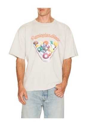 Remington Stone Billiards 2 Tee in Cream. Size XS. Also in S, M, L, XL/1X.