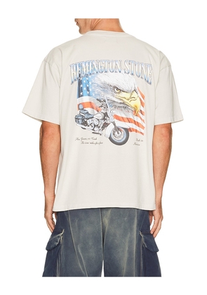 Remington Stone Cash Or Gass Tee in Cream. Size XS. Also in S, M, L, XL/1X.