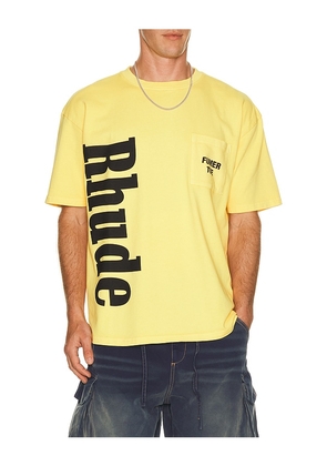 Rhude Logo Pocket Tee in Yellow. Size S. Also in M, L, XL/1X, XXL/2X.