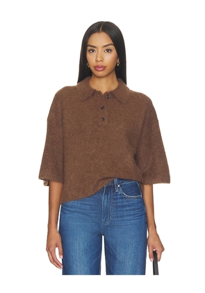 PISTOLA Nadya Alpaca Blend Boxy Polo Sweater Top in Brown. Size XS. Also in S, M, L.