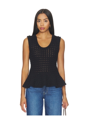PISTOLA Anna Peplum Sweater Tank Top in Black. Size XS. Also in S, M, L, XL.