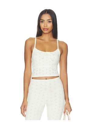 STRUT-THIS The Eyelet Tank Top in Yellow. Size XS. Also in S, M, L.