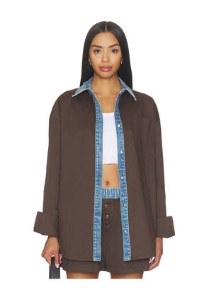 SEROYA Gill Poplin Shirt in Brown. Size XXS. Also in XS, S, M, L, XL.