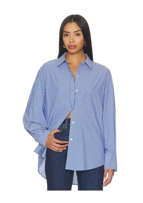WAO Poplin Button Up in Blue. Size XXS. Also in XS, S, M, L, XL.