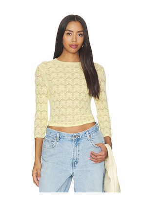 Vince Fine Lace 3/4 Sleeve Crew Neck in Yellow. Size XS. Also in S, M, L.