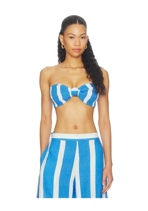 Verandah Smocked Bandeau Top in Blue. Size XS. Also in S, M, L.