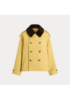 Shearling-Collar Wool Coat