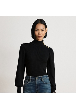 Button-Trim Mockneck Jumper