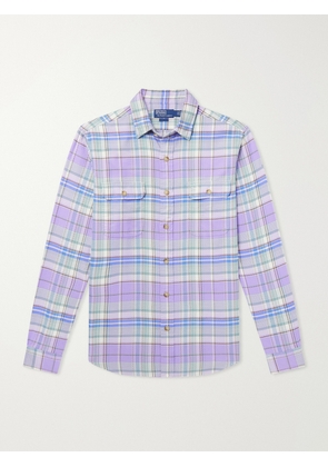 Polo Ralph Lauren - Logo-Embroidered Checked Cotton-Flannel Shirt - Men - Purple - XS