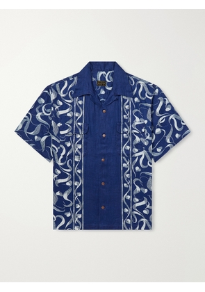 KAPITAL - Okura Camp-Collar Printed Linen Shirt - Men - Blue - 2