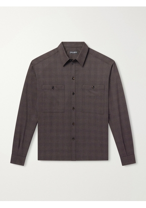 Dolce&Gabbana - Sartoriale Checked Wool-Blend Shirt - Men - Brown - EU 38
