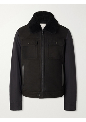 Moncler - Zerique Shearling-Trimmed Leather Jacket - Men - Black - 2