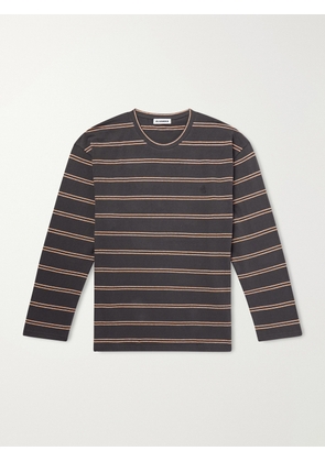 Jil Sander - Logo-Embroidered Striped Cotton-Jersey T-Shirt - Men - Brown - S