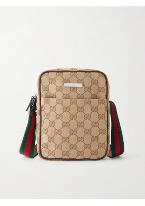 Gucci - Tag Webbing-Trimmed GG-Canvas Messenger Bag - Men - Neutrals