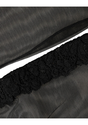 Dolce & Gabbana Black Nylon Mesh Sheer Calf Long Accessory Socks - S