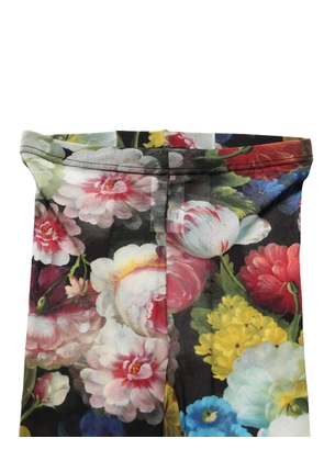 Dolce & Gabbana Black Floral Print Tights Sheer Stockings Socks - L