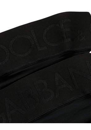 Dolce & Gabbana Black Nylon Logo Calf Long Women Accessory Socks - XL