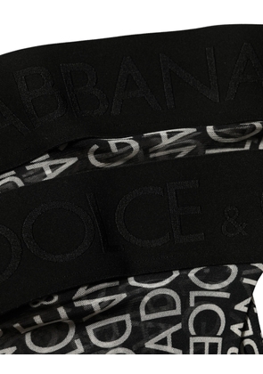 Dolce & Gabbana Black Sheer Logo Monogram High Stockings Socks - L