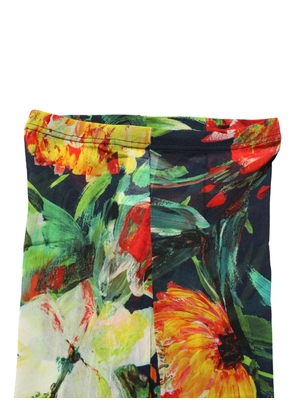 Dolce & Gabbana Black Floral Print Tights Sheer Stockings Socks - L