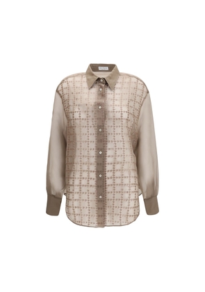 Brunello Cucinelli Beige Silk Pattern Shirt - S