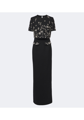 Oscar de la Renta Embellished wool-blend bustier gown