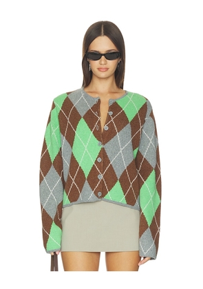 ALIGNE Aggie Merino Argyle Cardigan in Multi. Size XS. Also in S, M, L, XL.