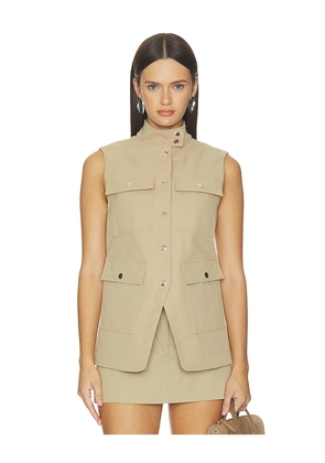 ALIGNE Winnie Pocket Gilet in Tan. Size 0. Also in 2, 4, 6, 8, 10.