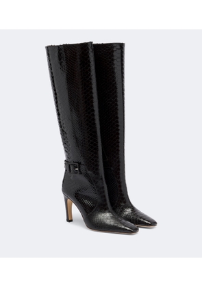 Malone Souliers Raven croc-effect leather knee-high boots