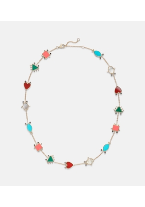 Yvonne Leon Petits Personnages 9kt gold necklace with diamonds and gemstones