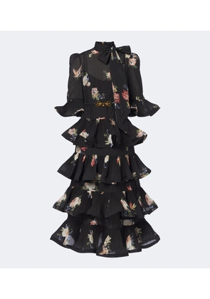 Zimmermann Floral pleated ruffled midi dress