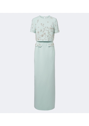 Oscar de la Renta Embellished wool-blend bustier gown