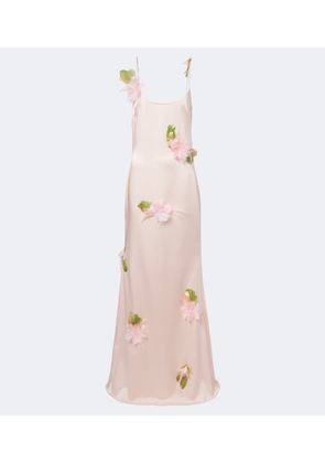 The New Arrivals Ilkyaz Ozel Nara feather-trimmed satin gown