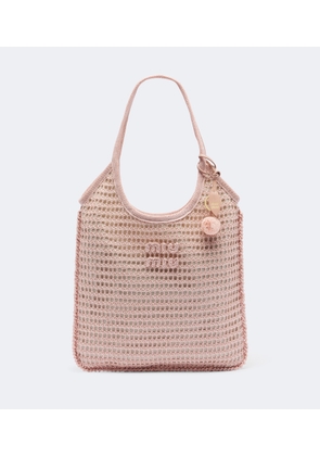 Miu Miu Ivy crochet raffia tote bag