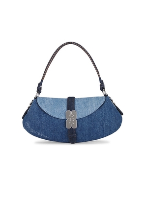 Ganni B-kat Denim Shoulder Bag in Blue.