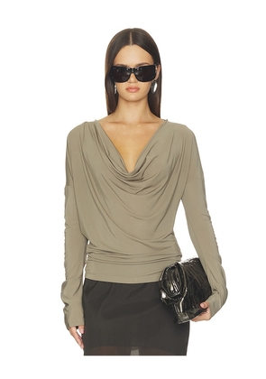 Helmut Lang Cowl Long Sleeve Top in Grey. Size XS. Also in S, M, L.