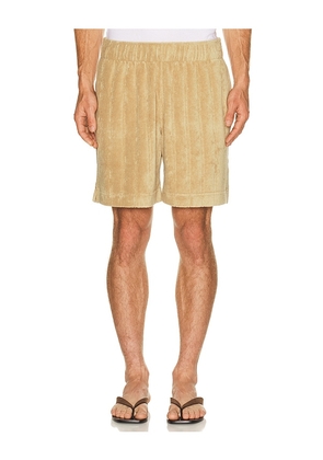 J.Lindeberg Allan Stripe Terry Shorts in Brown. Size S. Also in M, L, XL/1X.
