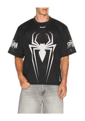 HUF x Spider-Man Football Jersey in Black. Size S. Also in M, L, XL/1X.
