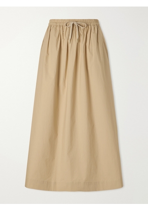 Varley - Cambria Gathered Cotton-jersey Midi Skirt - Brown - x small,small,medium,large,x large