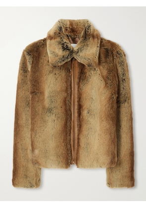 Veronica de Piante - Mireia Leather-trimmed Plush Jacket - Brown - IT36,IT38,IT40,IT42,IT44,IT46