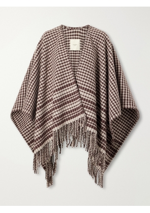Purdey - Sheperd's Checked Wool Poncho - Burgundy - One size