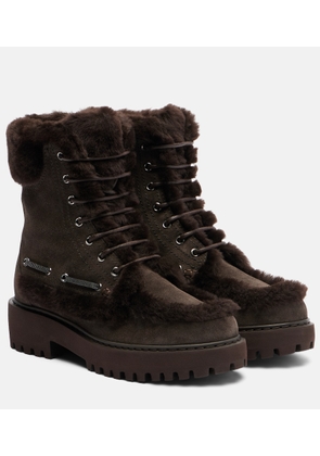 Brunello Cucinelli Monili shearling-trimmed suede lace-up boots
