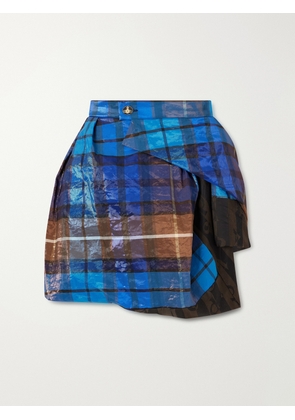 Vivienne Westwood - Zora Asymmetric Pleated Checked Twill Mini Skirt - Blue - IT36,IT38,IT40,IT42,IT44,IT46