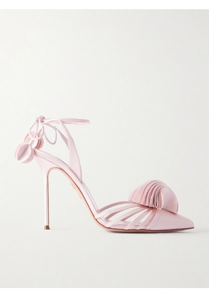 Aquazzura - Wild Bloom Embellished 105 Satin Pumps - Pink - IT36.5,IT37,IT37.5,IT38,IT38.5,IT39,IT39.5,IT40,IT40.5,IT41,IT41.5,IT42