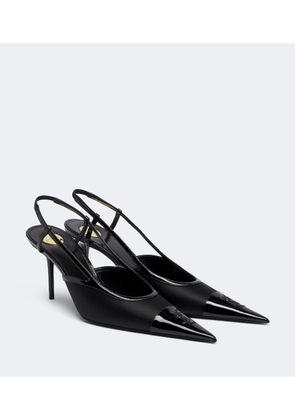 Saint Laurent Renee satin and leather slingback pumps