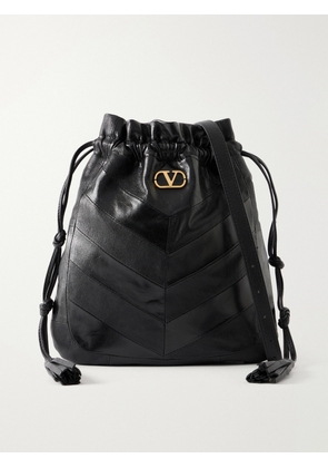 Valentino Garavani - Buckette Logo-embellished Drawstring Leather Shoulder Bag - Black - One size