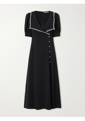 Alessandra Rich - Lace-trimmed Crepe-cady Midi Dress - Black - IT36,IT38,IT40,IT42,IT44,IT46