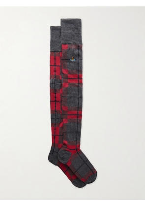 Vivienne Westwood - Locharron Orb-embroidered Checked Knitted Socks - One size