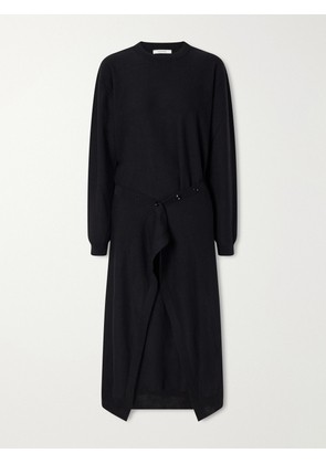 LEMAIRE - Buttoned Wool-blend Knitted Midi Dress - Black - xx small,x small,small,medium,large,x large